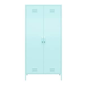 Cache Tall 2-Door Metal Locker Cabinet in Mint