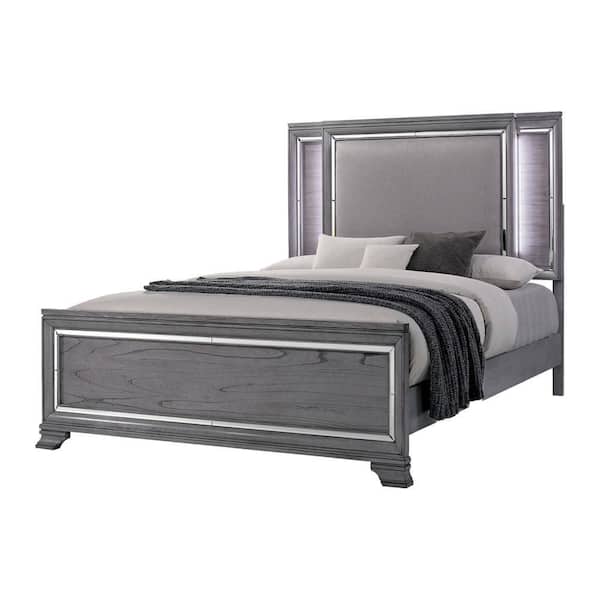 Benjara Sera 4-Piece Light Gray Queen Wood Bedroom Set
