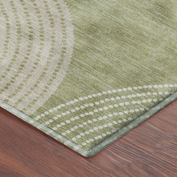 Mayfield Premium Machine Washable Abstract AMF2281 Aloe 2 ft. x 7 ft. Runner Rug