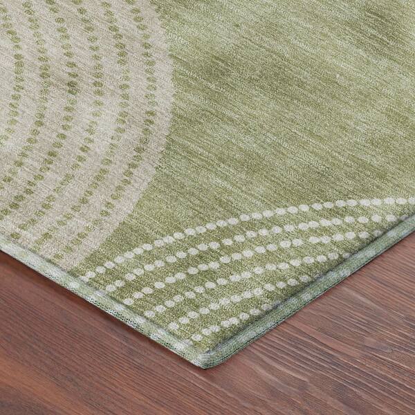 Mayfield Premium Machine Washable Abstract AMF2281 Aloe 3 ft. x 5 ft. Area Rug