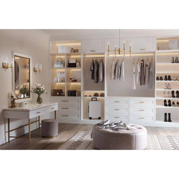 Elara Vintage Brass 4-Light Chandelier with Clear Glass Shades