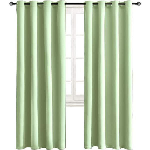 Pro Space 100% Blackout Curtain for Bedroom Living Room Thermal Insulated Solid Grommet Top 52 in.W x 95 in.L Sage 2 Panels