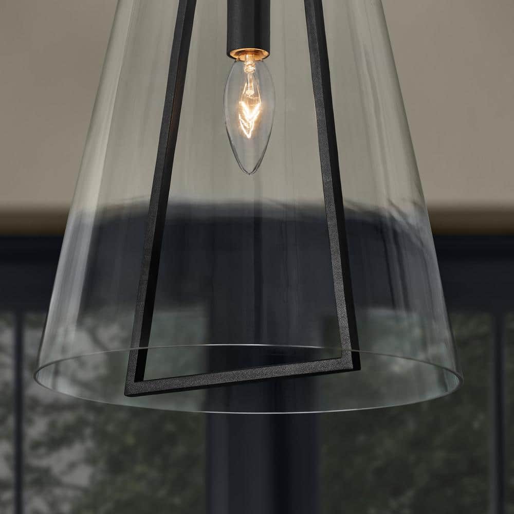 Siobhan Medium Black Metal and Clear Glass Hanging Pendant Light