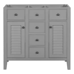 35 in. W x 17.9 in. D x 33.4 in. H Bath Vanity Cabinet without Top in Grey with 2-Doors, 5-Drawers