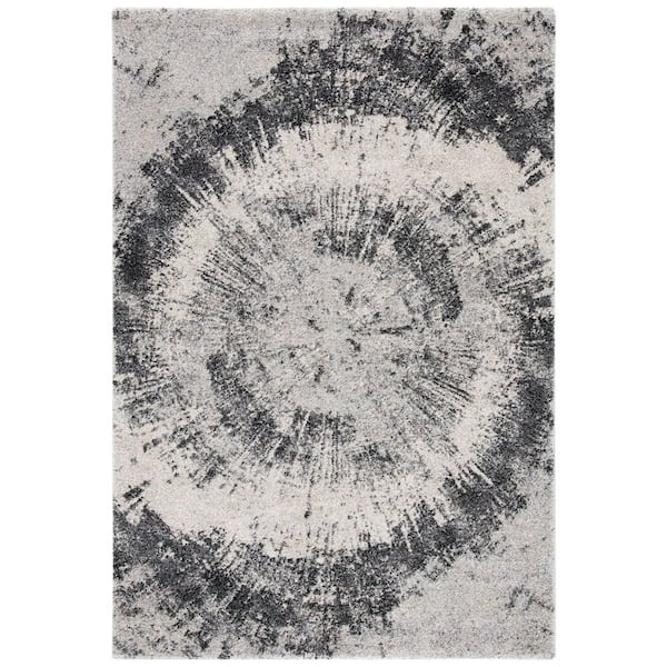 Retro 5 ft. x 8 ft. Gray/Ivory Astral Spiral Area Rug