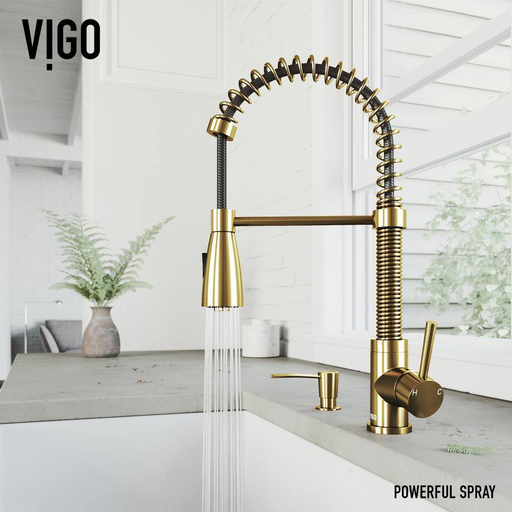 Elegant Matte Gold Pull-Down Kitchen Faucet with Soap Dispenser