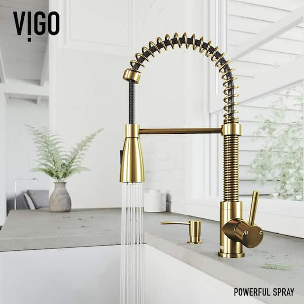 VIGO Brant Single Handle Pull-Down Sprayer Kitchen Faucet Set with