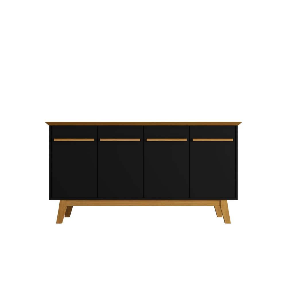 Yonkers 63" Black and Cinnamon Mid-Century Modern Sideboard