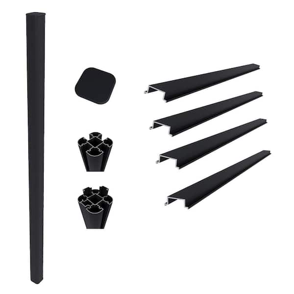 NewTechWood UltraEasy Fencing 6 ft. x 6 ft. Black Aluminum Ground Install Fence Post Kit for Composite Fence Panel