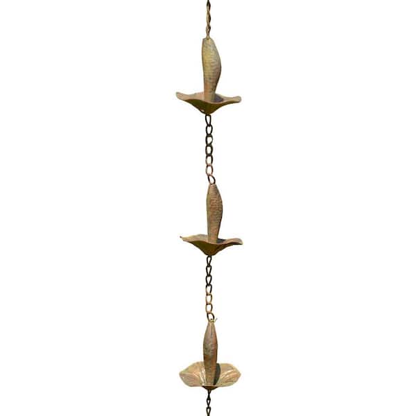 Zaer Ltd. International 76.5 in. Long Iron Mushroom Rain Chain in Antique Copper