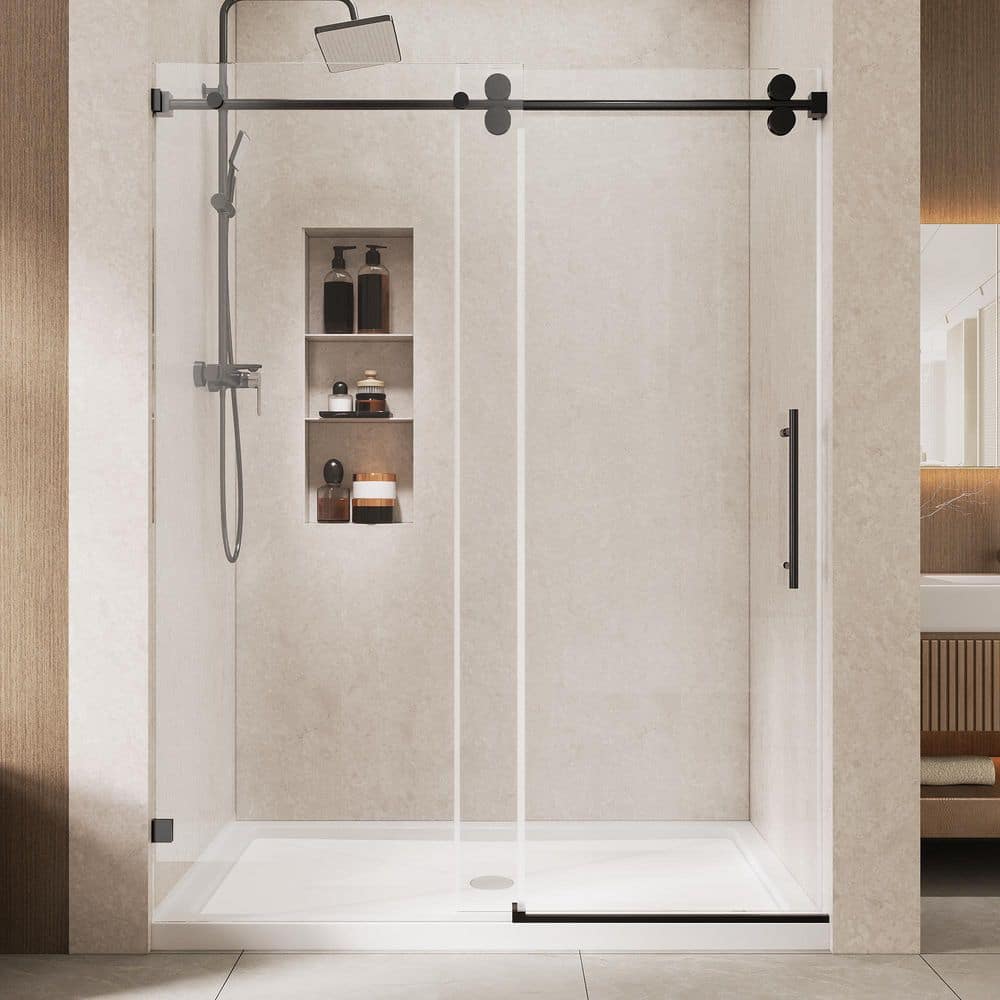 DEERVALLEY 56-60 in. W x 76 in. H Frameless Smooth Sliding Shower