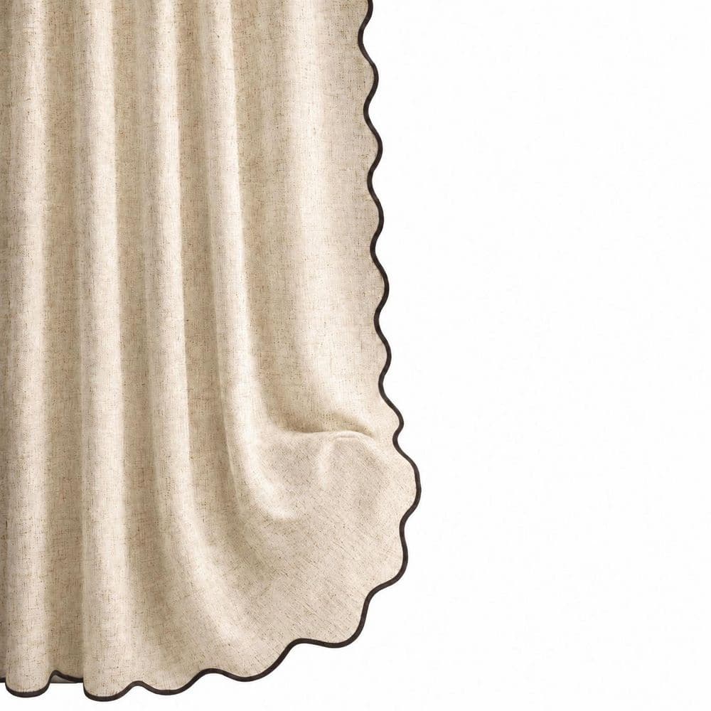 72 in. W x 72 in. L Linen Blend Shower Curtain in Beige Scalloped Boho Modern Bathroom Set price history on PriceWatchPro