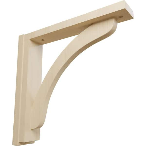 Ekena Millwork 2-1/2 in. x 12-3/4 in. x 12-1/4 in. Rubberwood Reece Shelf Bracket