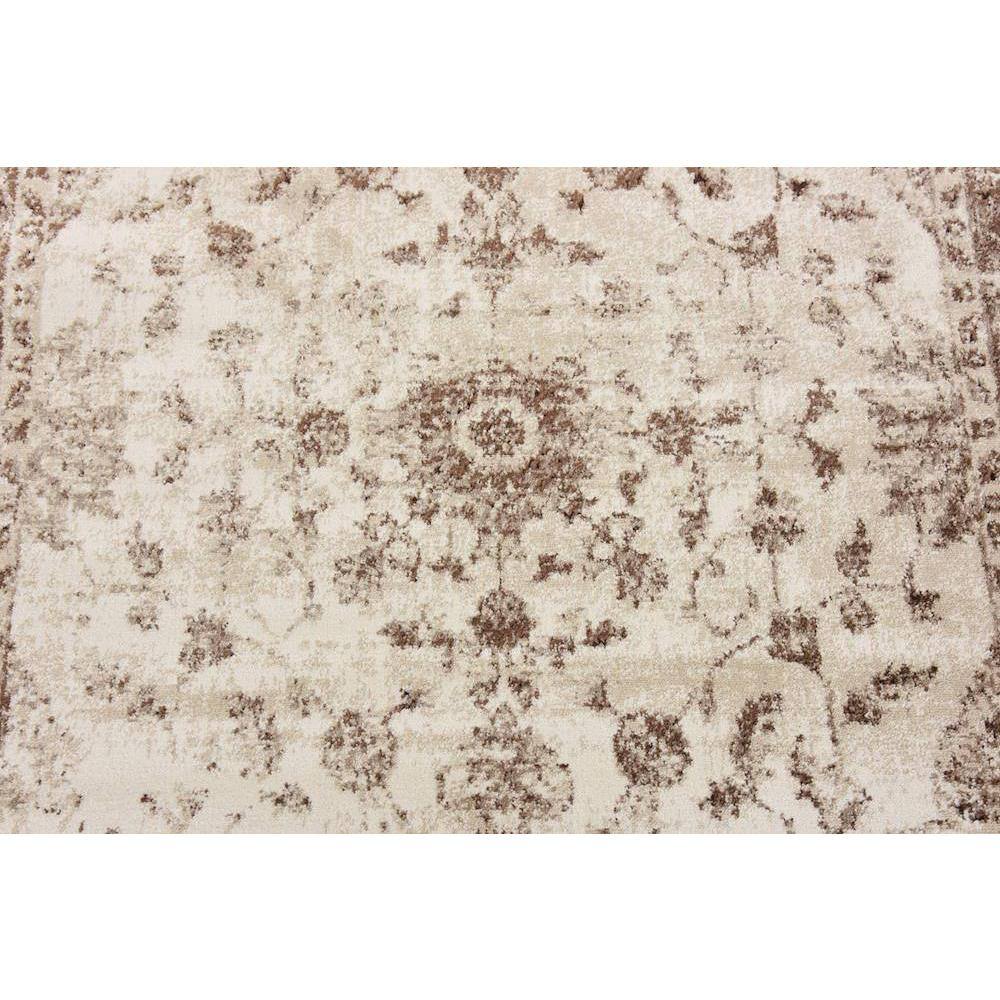 Ivory Floral 4' x 6' Stain-resistant Synthetic Rug