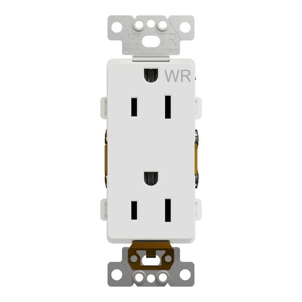 Square D X Series 15 Amp 125-Volt Weather Resistant Outdoor Tamper Resistant Duplex Outlet Back Wire Decorator Matte White