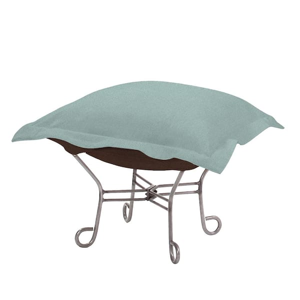 Marley Forrest Scroll Puff Ottoman With Cover, Titanium Frame, Sterling Breeze