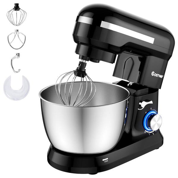 380W 4.8 qt. . 8-Speed Black Stainless Steel Stand Mixer with Dough Hook Beater