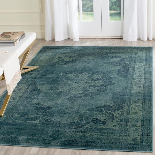 Vintage Blue/Multi 7 ft. x 9 ft. Border Area Rug