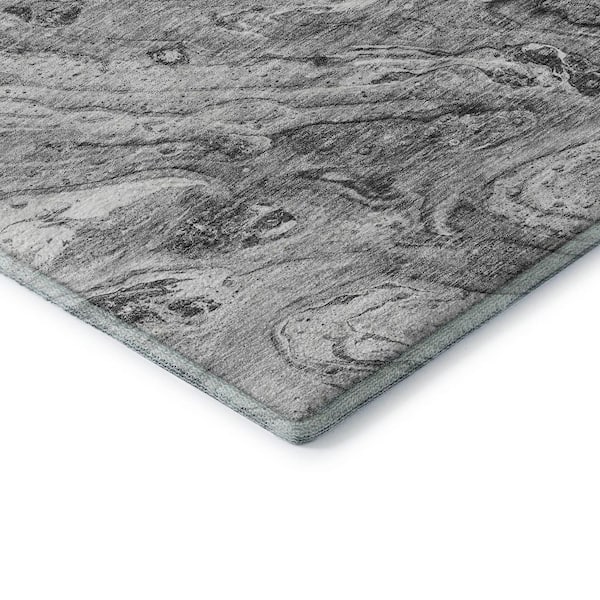 Mayfield Premium Machine Washable Indoor/Outdoor Geometric AMF640 Gray 8 ft. x 8 ft. Round Area Rug