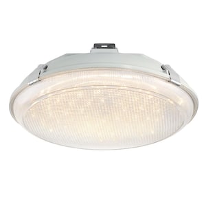 EnviroLite Integrated LED Light Gray Outdoor Bug-Proof Ceiling Flush Mount Light with Cord and Plug