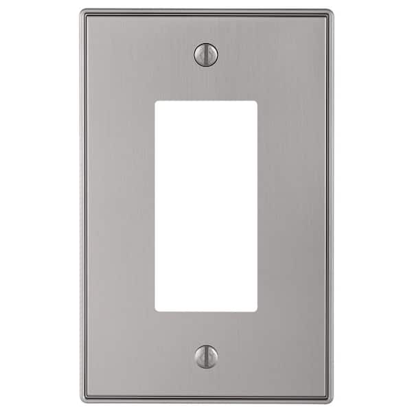 Ansley 1-Gang Brushed Nickel Decorator/Rocker Cast Metal Wall Plate