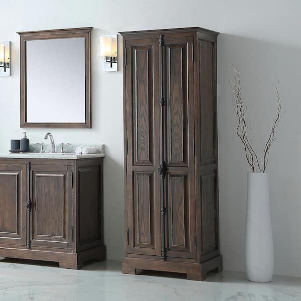 Home Decorators Collection Clinton 24 in. W x 20 in. D x 71 in. H Antique Coffee Freestanding Linen Cabinet