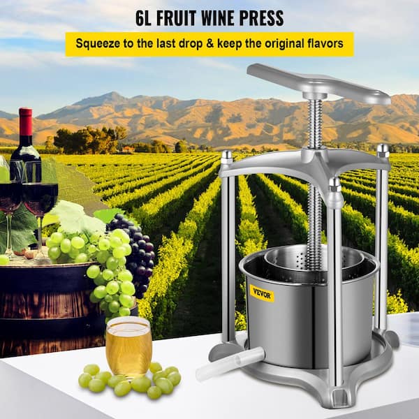 VEVOR Fruit Wine Press 1.6 Gal. Fruit Cider Grinder 2 Stainless Steel  Barrels Manual Press Machine with Triangular Structure DGNSDZZJYS6LNWN61V0  - The Home Depot