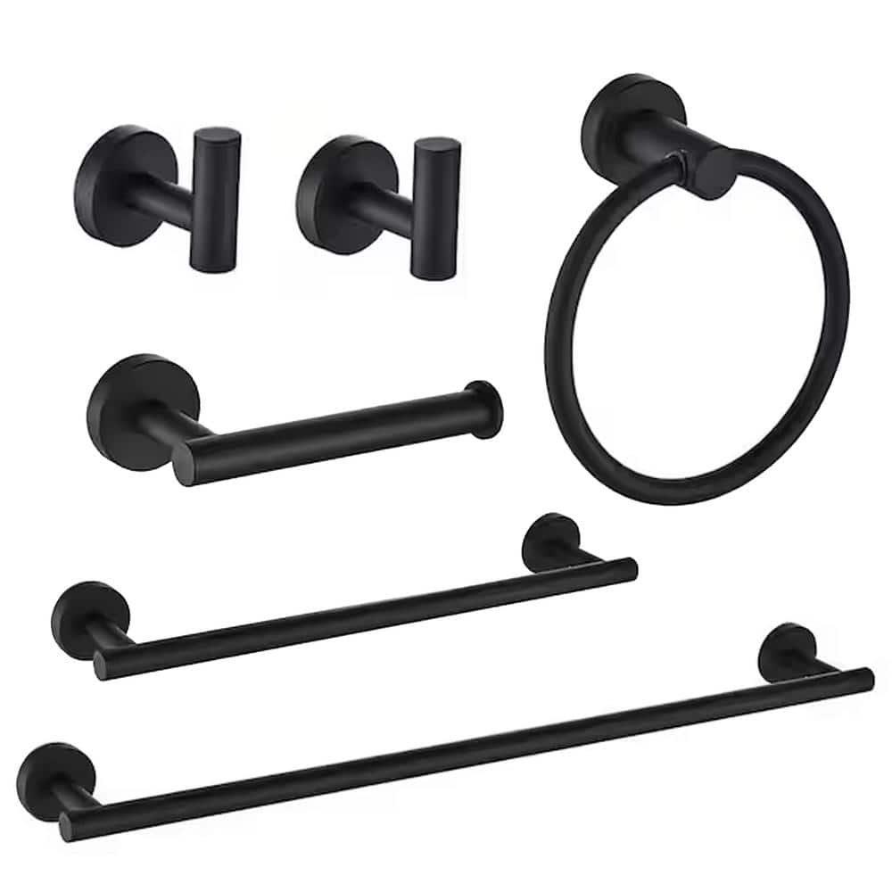 YULIKA 6-Piece Bath Hardware Set Bathroom Towel Rack Set with 2 Towel ...