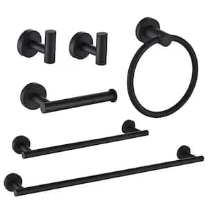 6-Piece Bath Hardware Set Bathroom Towel Rack Set with 2 Towel Bars/Racks Hand Towel Holder in Black