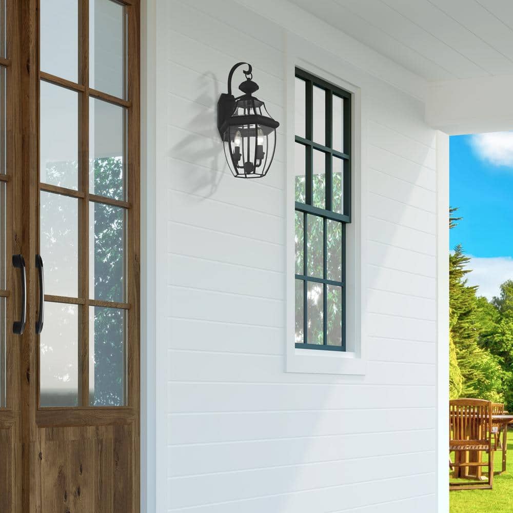 Monterey Colonial Style Black Brass Outdoor Wall Lantern