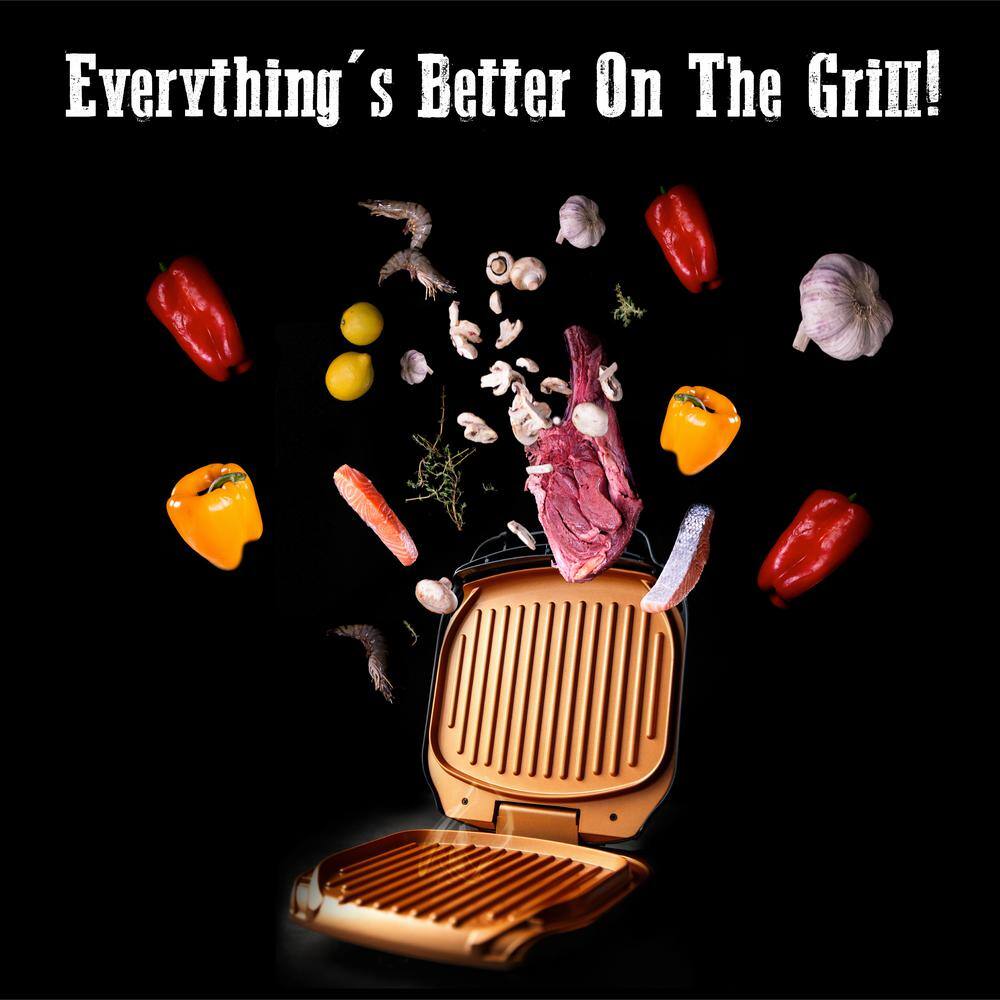 Gotham Steel Nonstick Copper Ceramic Electric Grill and Panini Press