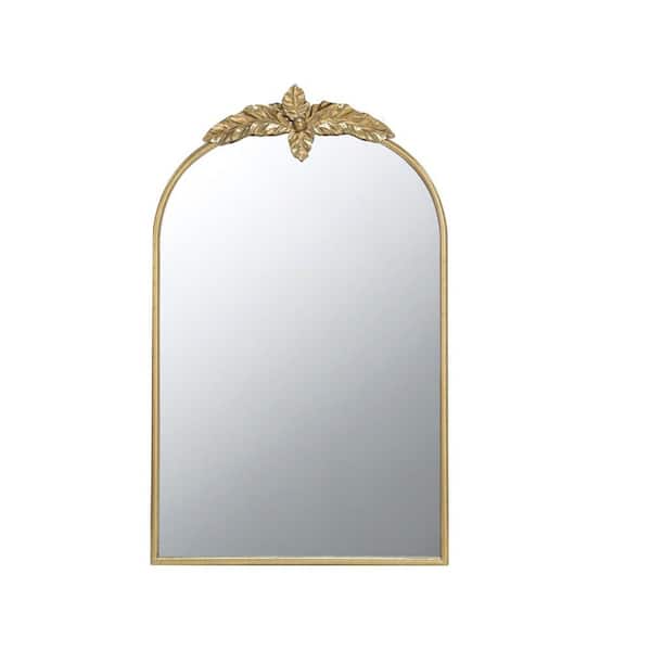 Miscool Anky 24 in. W x 36 in. H Iron Framed Gold Wall Mounted Decorative Mirror