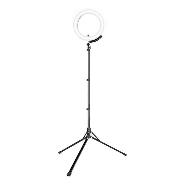 12 in. White Ring Light with 62 in. Tripod Magnetic Phone Holder Wireless Remote Touch Dimmable Lighting for Video