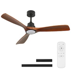 52 in. Smart LED Indoor Modern White Low Profile Dimmable Propeller Semi Flush Mount Ceiling Fan with Remote Control APP