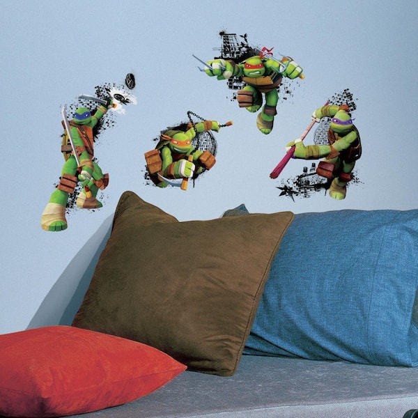 RoomMates 2.5 in. x 21 in. Teenage Mutant Ninja Turtles in Action Peel and Stick Giant Wall Decal (4-Piece)
