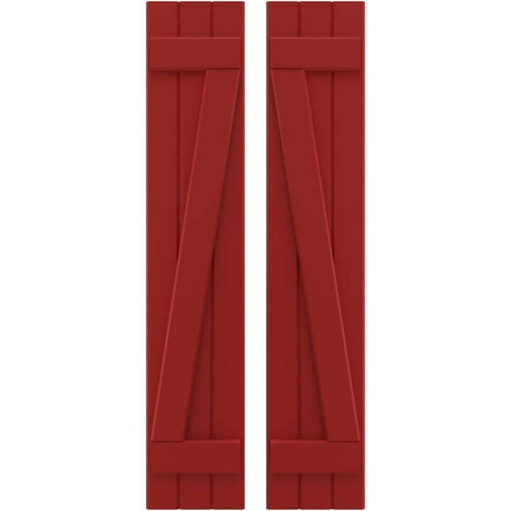 10-1/2 in. W x 46 in. H Americraft 3 Board Exterior Real Wood Joined Board and Batten Shutters with Z-Bar Fire Red price history on PriceWatchPro