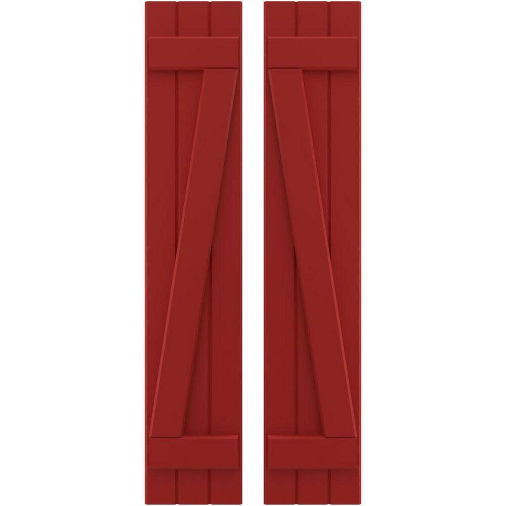 10-1/2 in. W x 72 in. H Americraft 3-Board Exterior Real Wood Joined Board and Batten Shutters with Z-Bar in Fire Red price history on PriceWatchPro