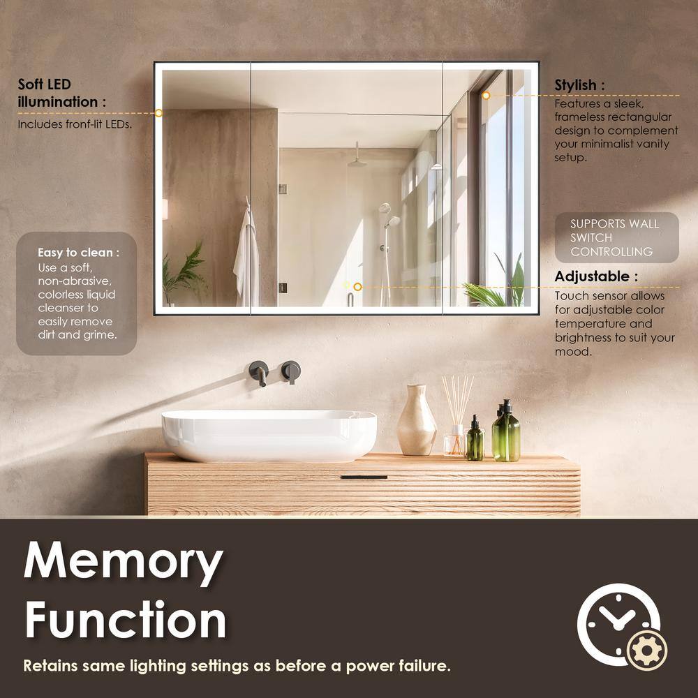 Fenice 48" Matte Black Aluminum LED Medicine Cabinet