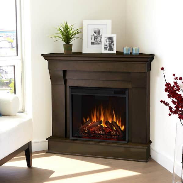 Real Flame Chateau 41 in. Corner Electric Fireplace in Dark Walnut