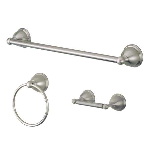 Kingston Brass Traditional 3-Piece Bath Hardware Set in Brushed Nickel