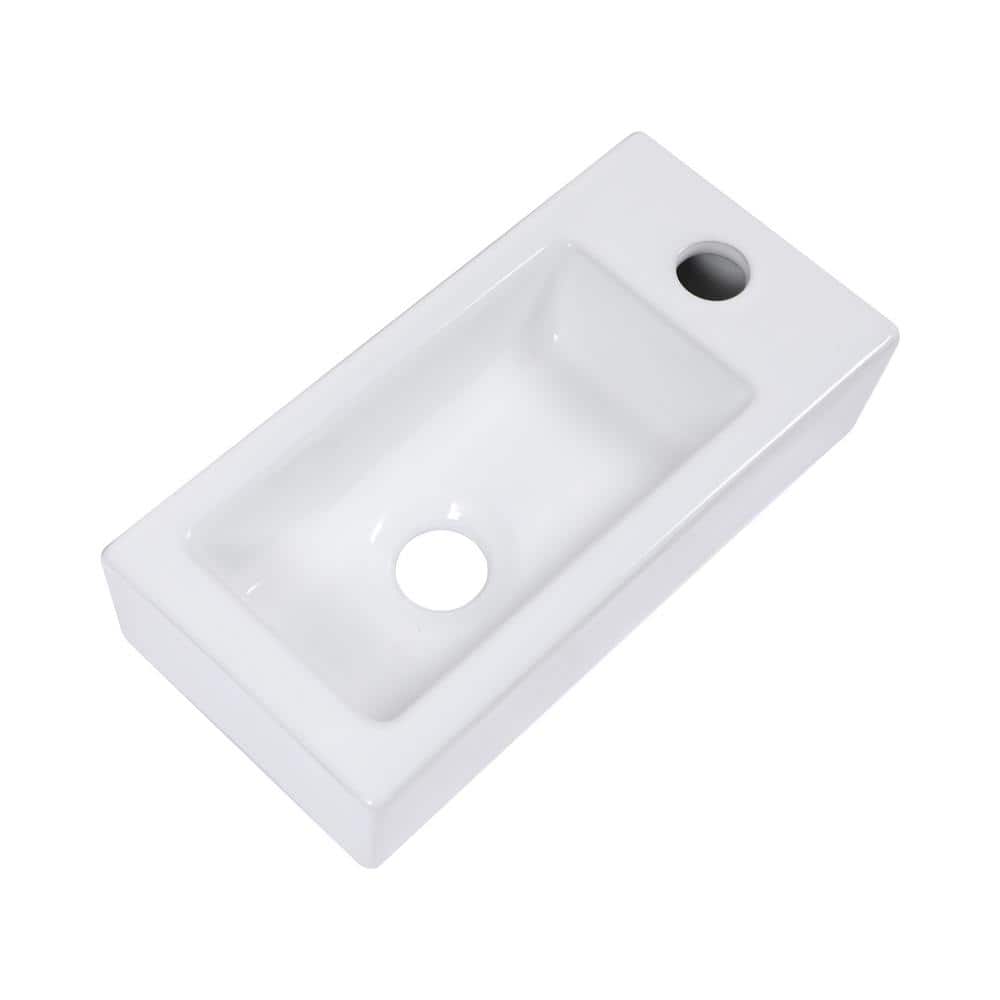 14.57 in. x 7.28 in. x 3.54 in. Ceramic Rectangular Wall Mount Bathroom Sink in White with Single Faucet Hole price history on PriceWatchPro
