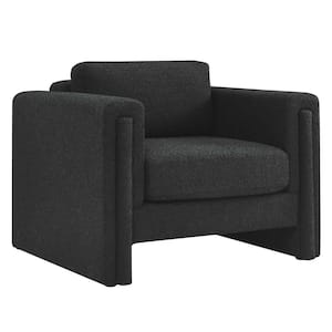 Visible Boucle Fabric Armchair in Black