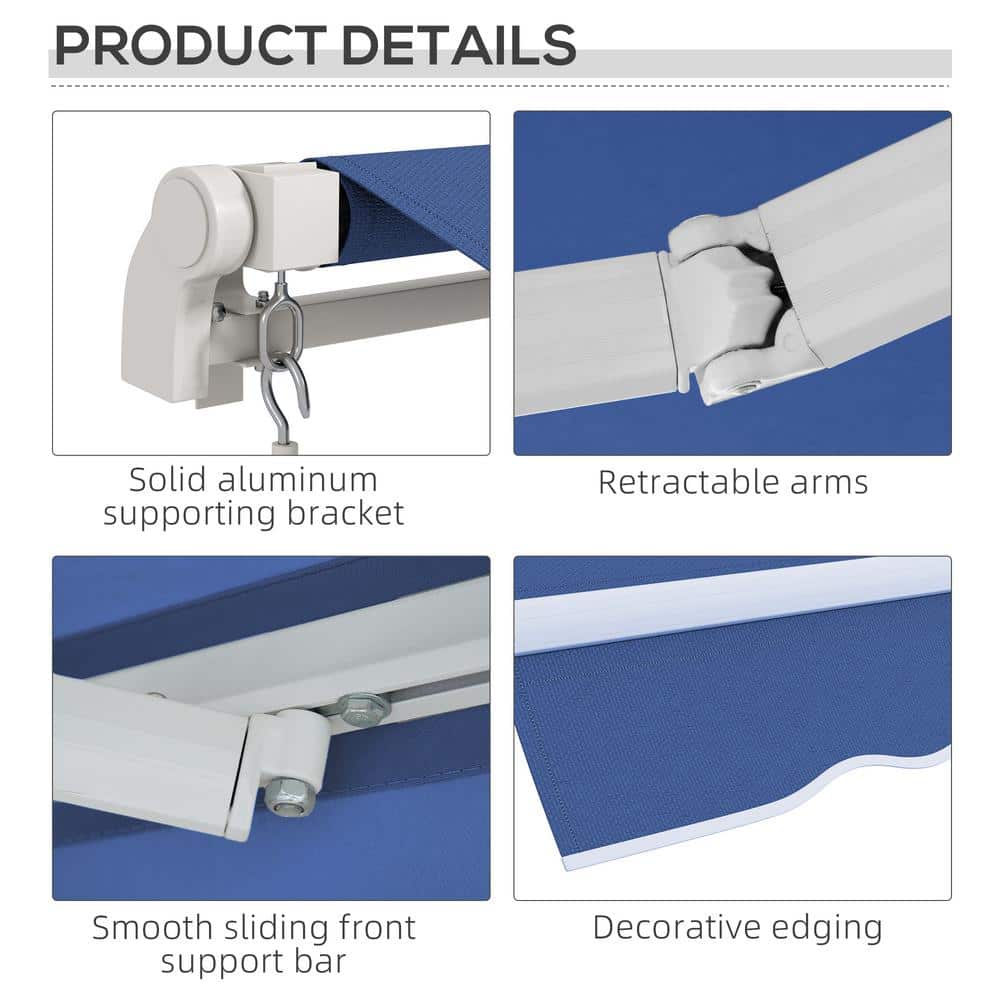 Outsunny 12' x 10' Dark Blue Retractable Patio Awning