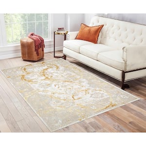 Penina Abstract Gold 3 ft. x 5 ft. Area Rug