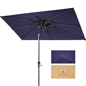 10 ft. x 6.5 ft. Aluminum Market Tilt Double Top Patio Umbrella in Navy Blue