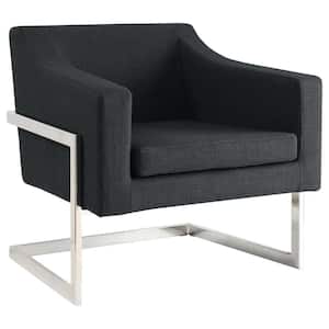 Chris Chrome and Gray Upholstered Accent Chair