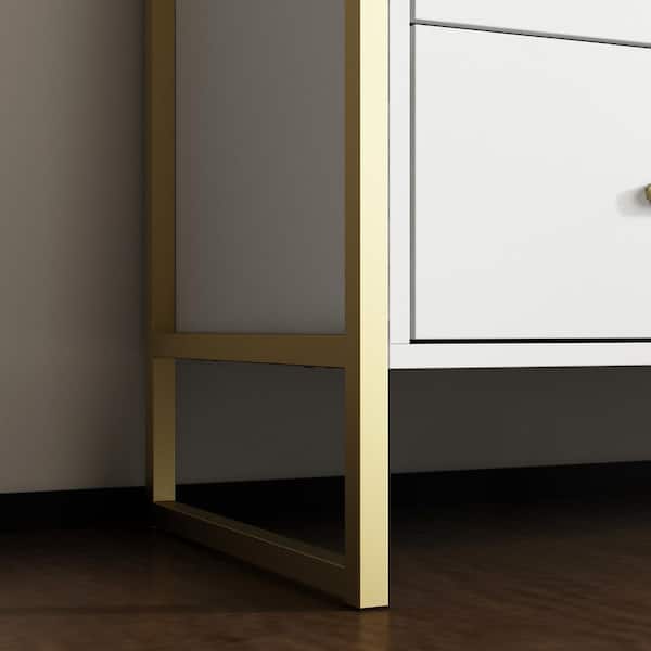 FUFU&GAGA White & Golden 9-Drawers 61.4 in. Width Wooden Chest of Drawers,  Dresser, Storage Cabinet for Living Room, Bedroom L-THD-200241-02 - The  Home Depot