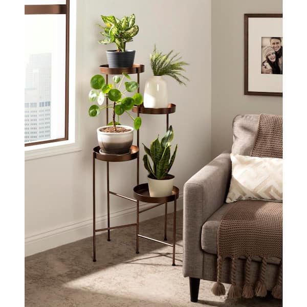 Finn 43 in. Bronze Round Metal Indoor Plant Stand