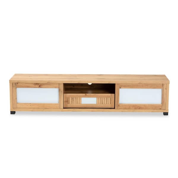 Baxton Studio Gerhardine 70.87 in. Oak Brown and Black TV Stand Fits TV's up to 78 in.
