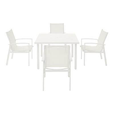 Cooper Springs White 5-Piece Aluminum Commercial Grade Sling Outdoor Dining Set